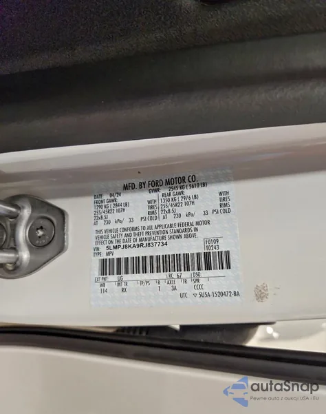 2024 Lincoln Nautilus Reserve from USA, damaged, VIN 5LMPJ8KA9RJ837734